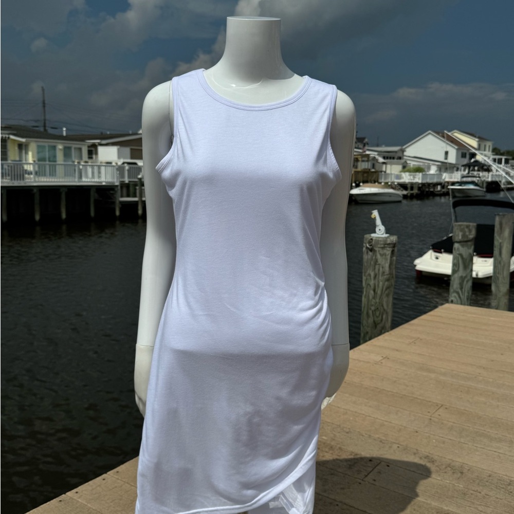 Basic Ruched White Dress 👗